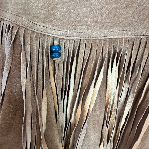 Suede Fringe Leather Jacket in Tan - Picture 4 of 9